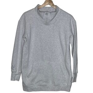Athleta Girl Kids Gray‎ Pullover 1/4 Zip Sweatshirt Tunic Pocket XL/14